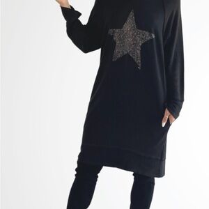 Adine Undone Black Star Print Dress